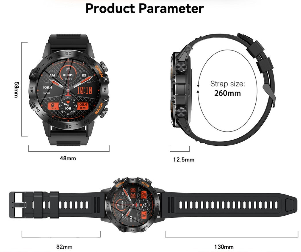 Smart Watch K52 Watches Men Wome Sports Fitness Modes Bluetooth Call Health Monitor 400mah 1.39Inch HD Smartwatch - Orange_12